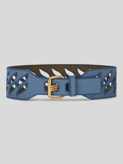 Etro Perforated Cotton-canvas Belt In Blue