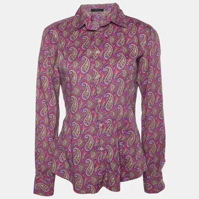 Pre-owned Etro Pink Paisley Print Cotton Buttoned Up Shirt L