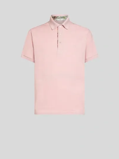 Etro Pegaso Embroidery Polo Shirt In Pink