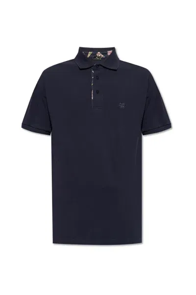 Etro Polo With Logo In Dark Blue