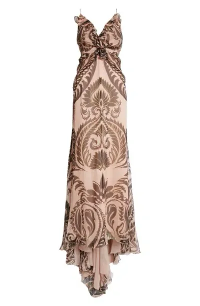 Etro Print Silk Maxi Dress In Pink