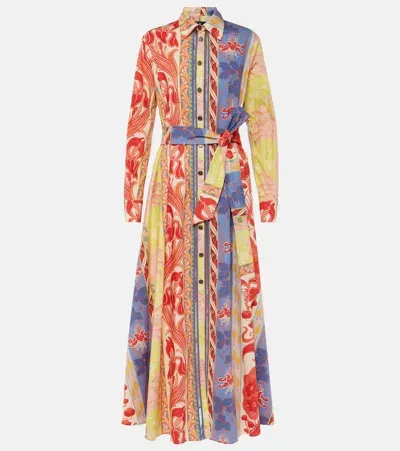 Etro Long Sleeve Belted Maxi Shirtdress In Bunt