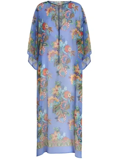 Etro Printed Cover-up Tunic In Blue