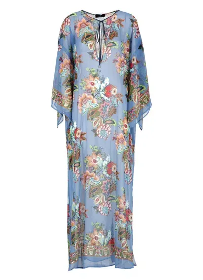 Etro Printed Cover-up Tunic In Clear Blue