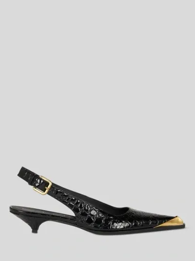 Etro Crocodile-embossed Pumps In Schwarz