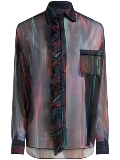 Etro Printed Ruched Shirt In Black