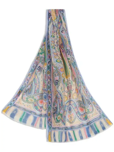 Etro Printed Scarf In Blue