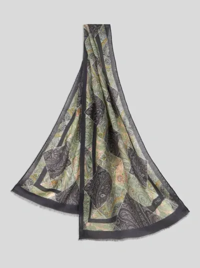 Etro Printed Silk And Cashmere Scarf In Multi