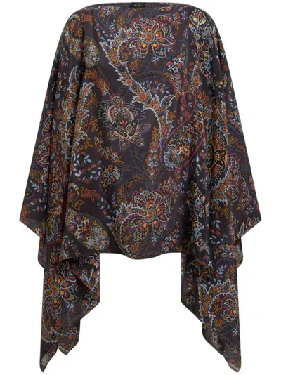 Etro Printed Silk Kaftan In Black