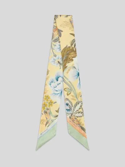 Etro Paisleyina Silk Scarf In Yellow