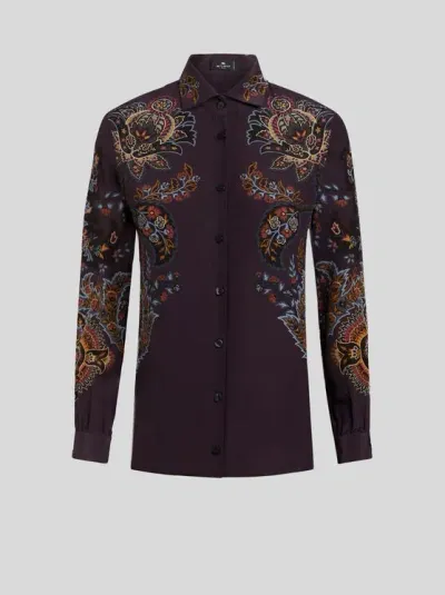 Etro Printed Silk Shirt In Black