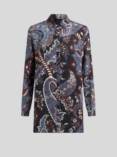 Etro Printed Silk Shirt In Black