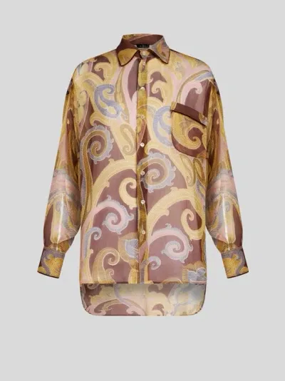 Etro Printed Silk Shirt In Multi