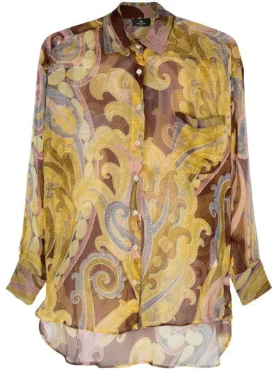 Etro Printed Silk Shirt In Multicolor