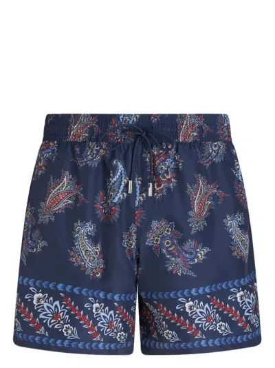 Etro Paisley-print Swim Shorts In Blue