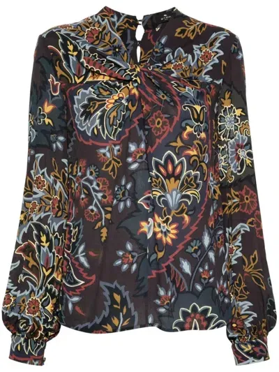 Etro Printed Top In Black  