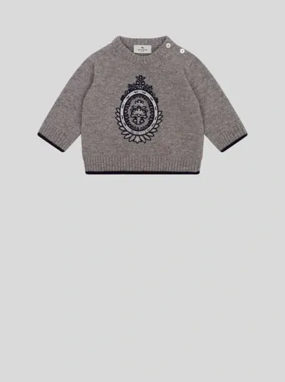 Etro Jumper With Coat Of Arms For Babies In Grau