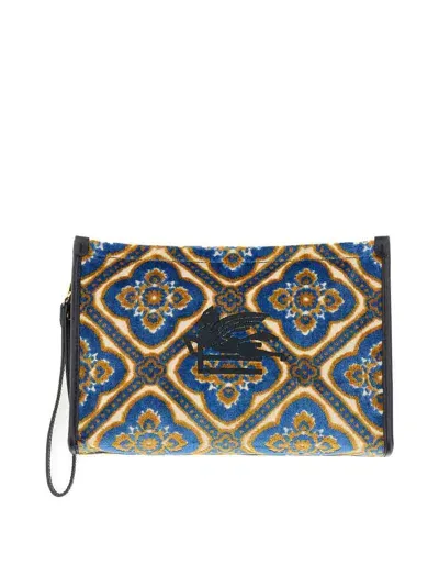 Etro Pouch Paisley Large In Blue