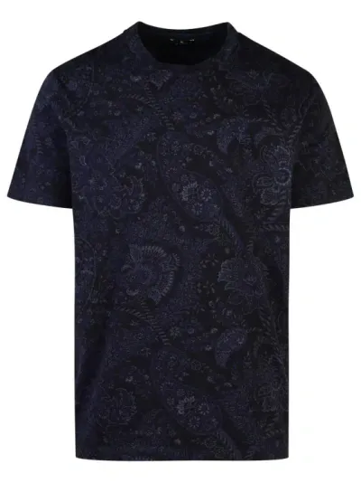 Etro Graphic Printed Crewneck T-shirt In Black