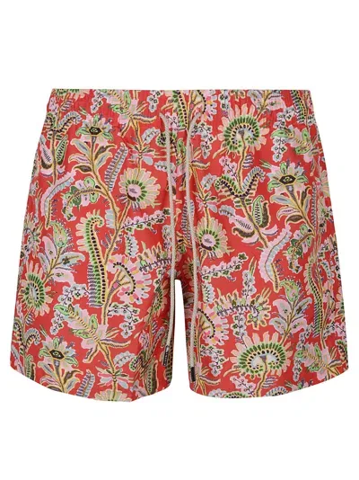 Etro Roma Pocket Swim Trunk In Red