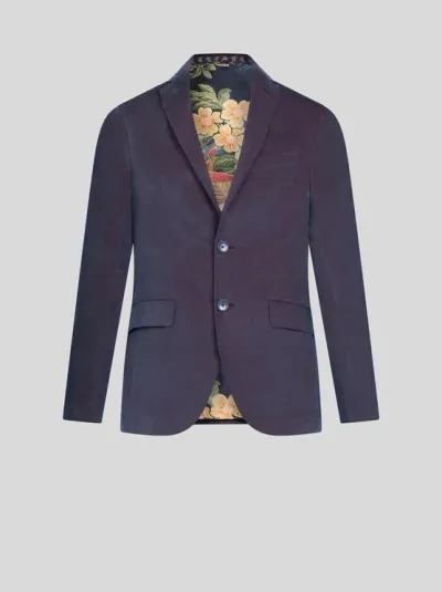 Etro Velvet Blazer In Navyblau