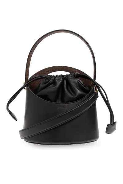 Etro Saturno Medium Drawstring Bucket Bag In Black