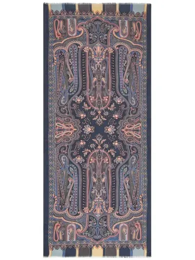 Etro Paisley-print Scarf In Blue