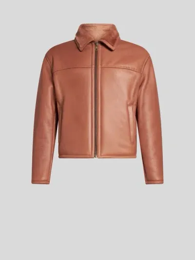 Etro Shearling Jacket In Brown