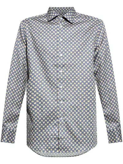 Etro Abstract-pattern Cotton Shirt In Blue