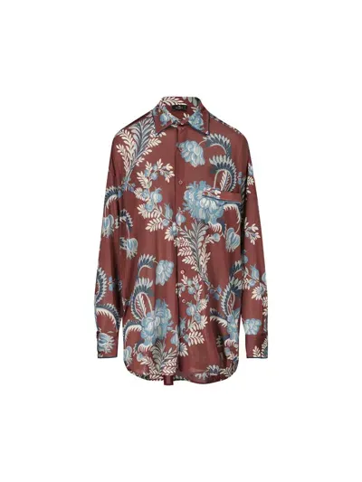 Etro Floral Printed Curved Hem Shirt In Print F.do Moro