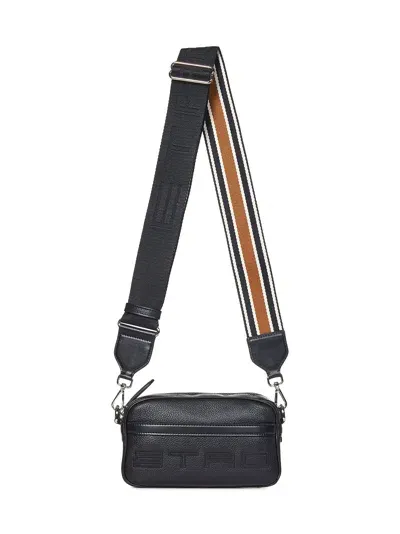 Etro Logo-print Leather Crossbody Bag In Black