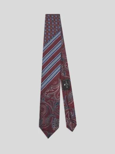 Etro Silk Jacquard Tie In Burgundy