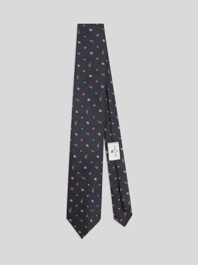 Etro Silk Jacquard Tie In Black