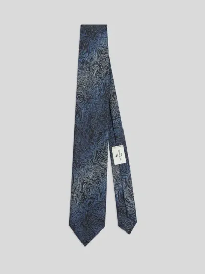 Etro Silk Jacquard Tie In Black