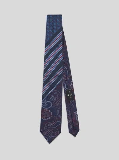 Etro Silk Jacquard Tie In Blue