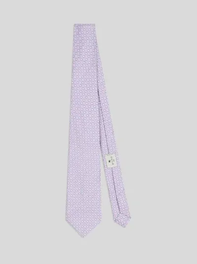 Etro Patterned-jacquard Silk Tie In Purple