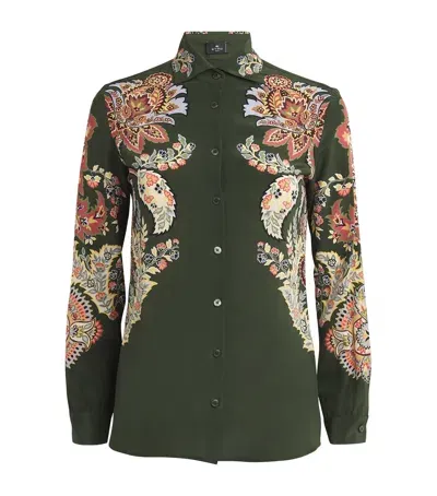 Etro Silk Paisley Print Shirt In Black