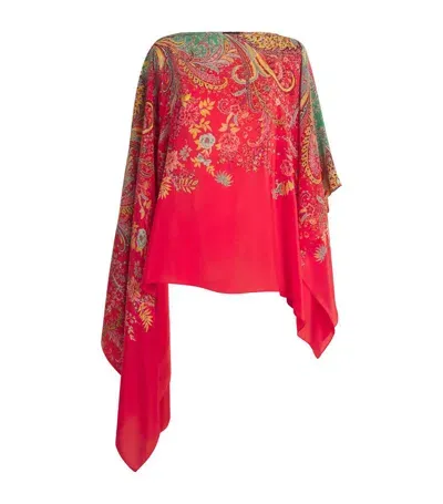 Etro Silk Printed Cape Top In Multi