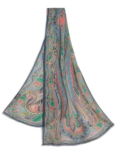 Etro Silk Scarf In Blue