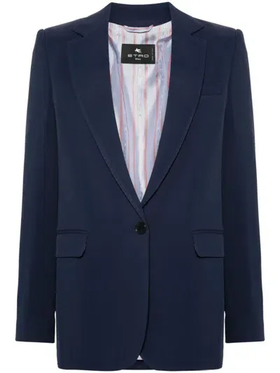 Etro Single-breasted Blazer In Blue