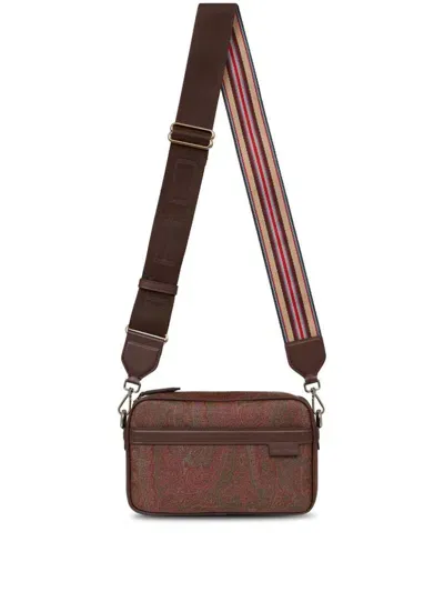 Etro Small Paisley Crossbody Bag In Brown