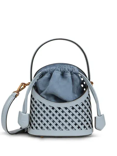 Etro Small Saturno Grid Cut-out Crossbody Bag In Hellblau