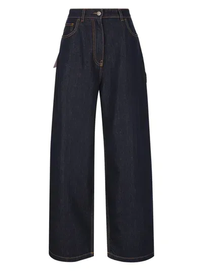 Etro Stitched Wide-leg Jeans In Blue