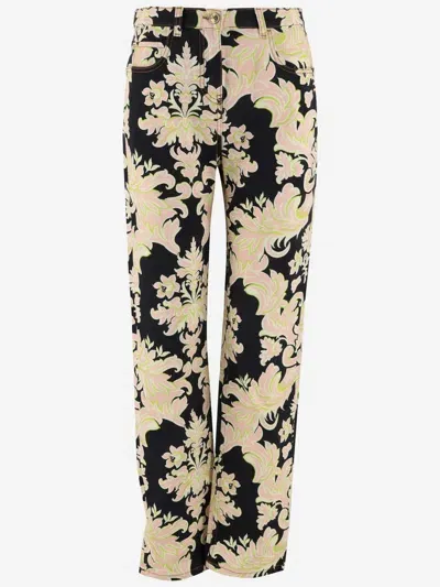 Etro Stretch Cotton Pants In Multicolor