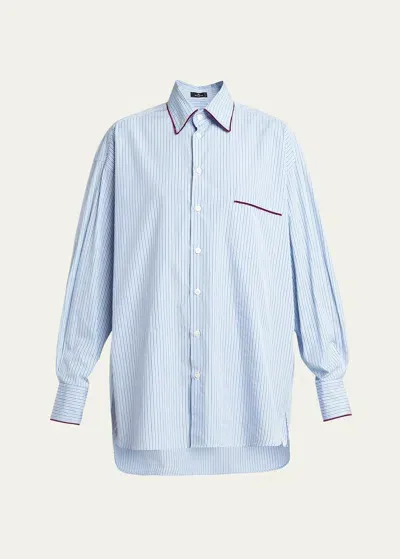 Etro Stripe Velvet Tipping Button Down Top In Stripes