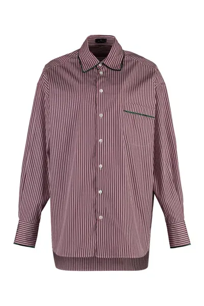 Etro Striped Cotton Shirt In Multi