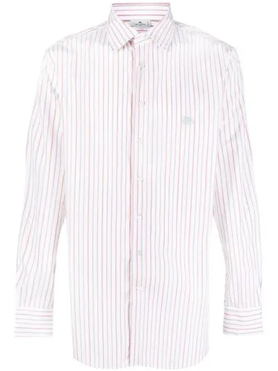 Etro Striped Cotton Shirt In Grey