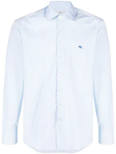 Etro Striped Long-sleeve Shirt In Blau