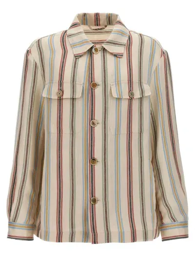 Etro Striped Overshirt In Multicolour