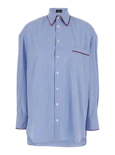 Etro Striped Shirt In Blue